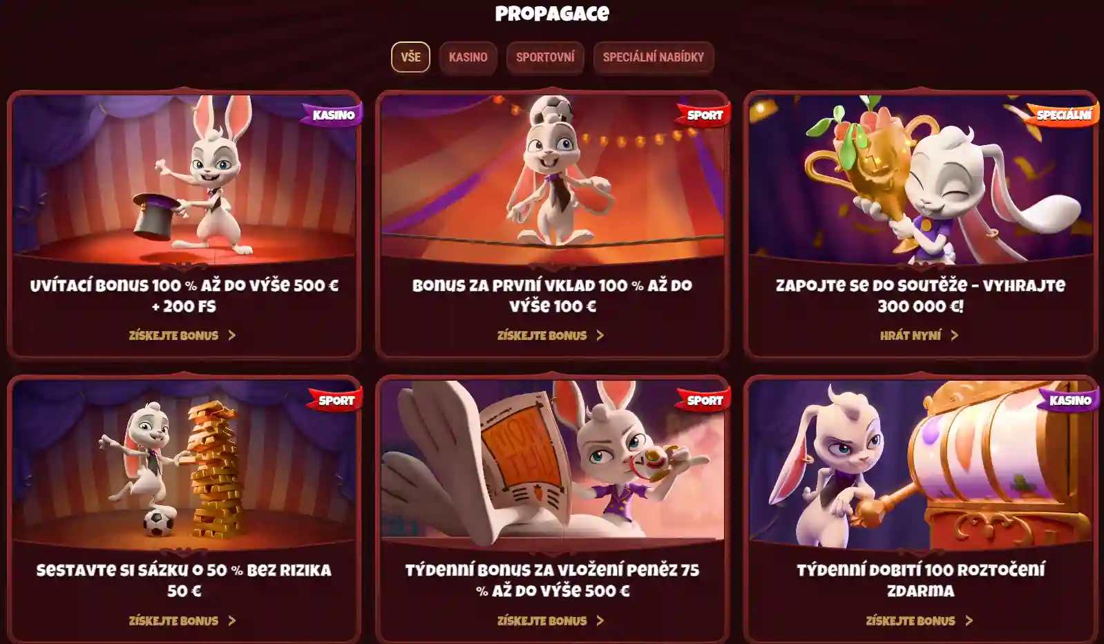 Aktuální stránka Magius s nabídkami kasinových promo akcí